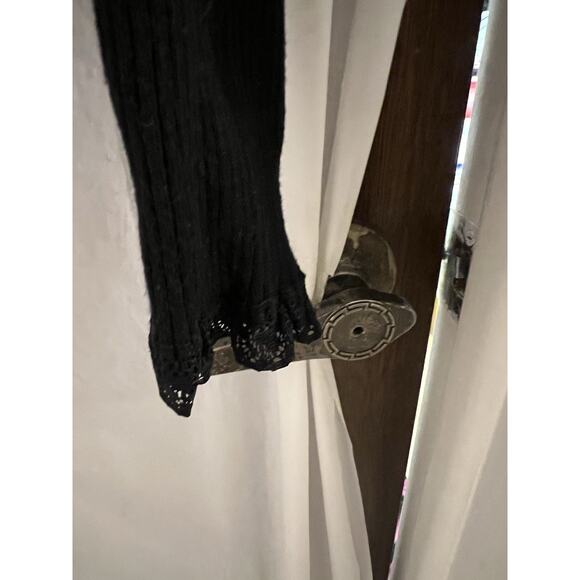 For Love And Lemons Black Cropped Rib Knit Nina Cardigan Lace Trim Sz M - Picture 6 of 8